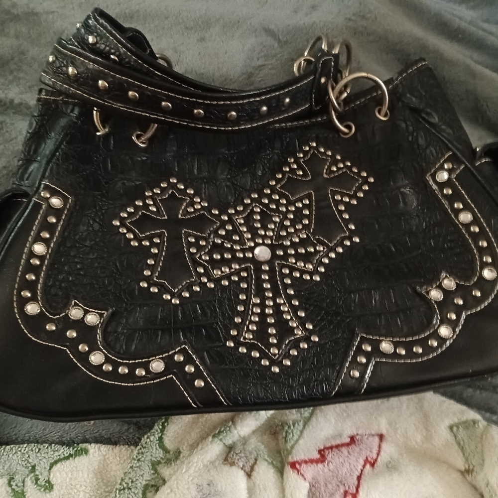 Western stoned studded cross handbag